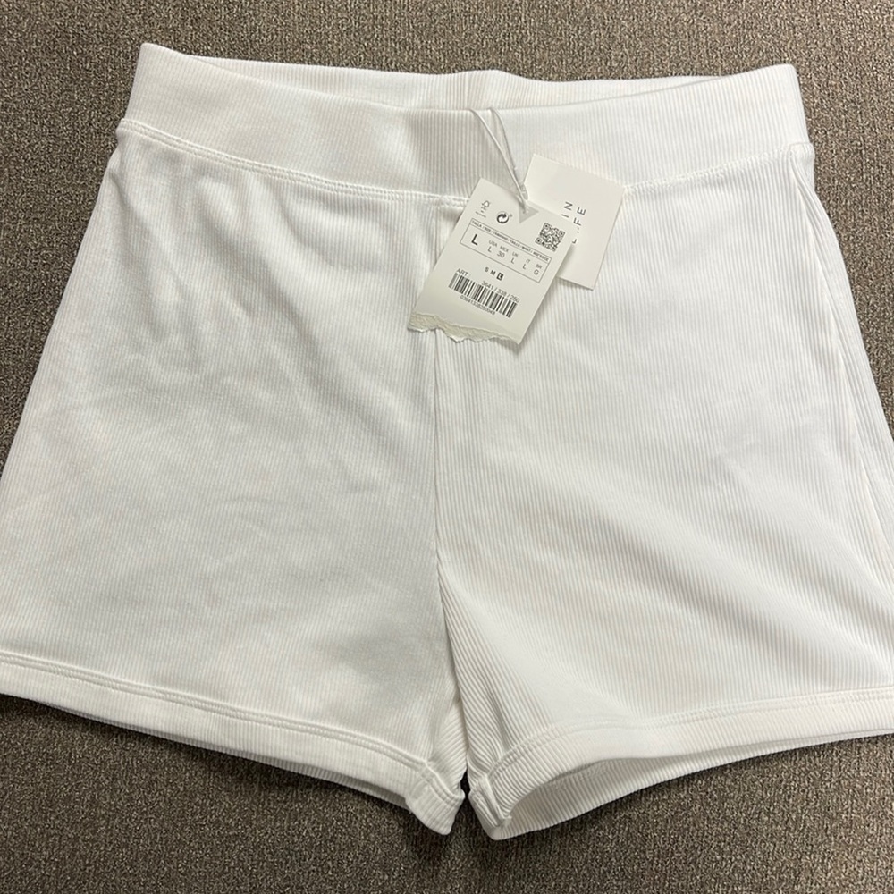 NWT Zara Basic Ribbed High Waist Shorts L